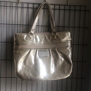 Coach All Leather Metallic Gold Tote Bag